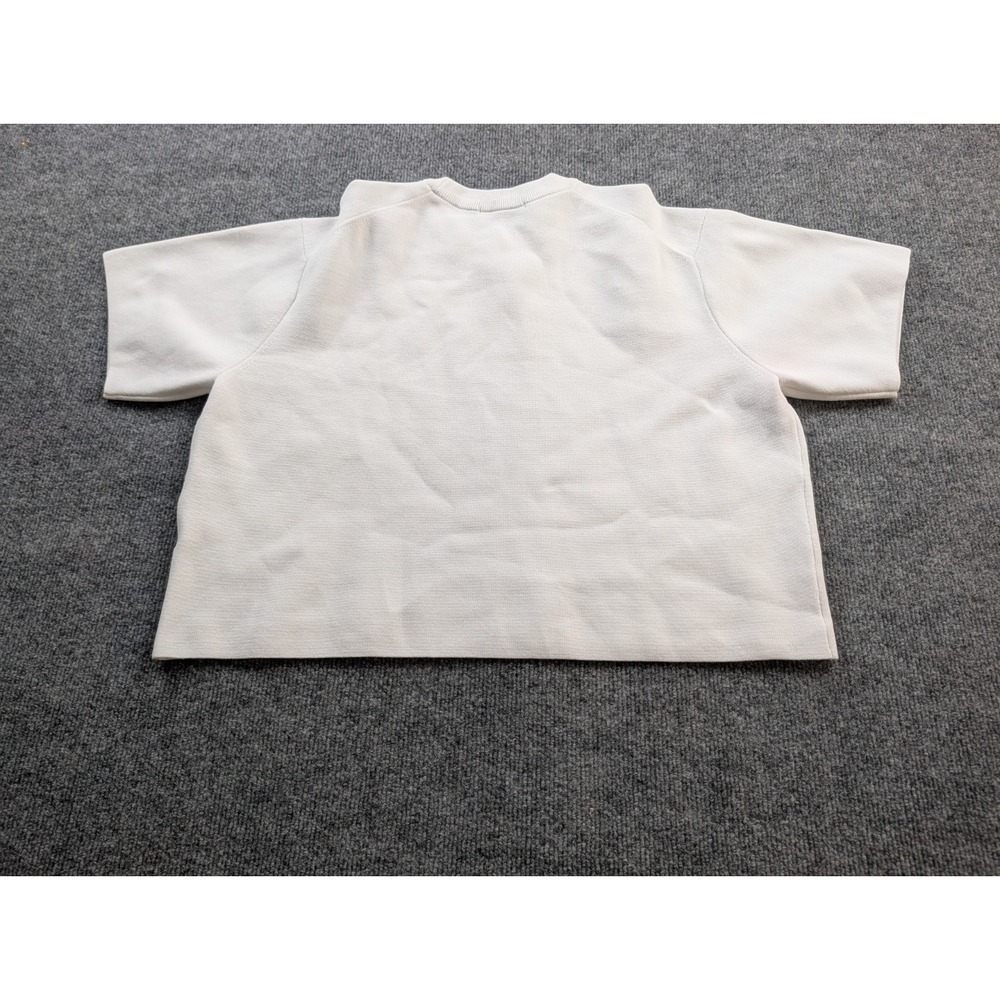 UNIQLO Washable Milano Ribbed Short Sleeve Sweater Womens Size L Off White 47832 - Picture 4 of 8